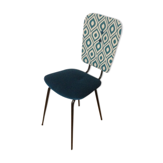 Chair metal year 60 velvet blue duck and fabric geometric