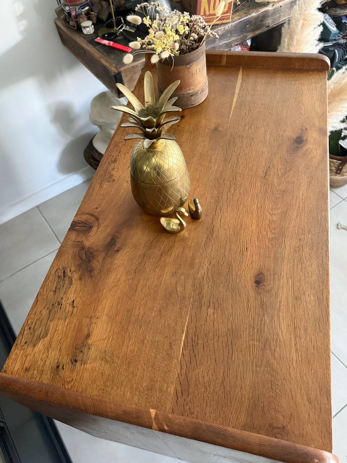 Old vintage wooden and rattan chest of drawers