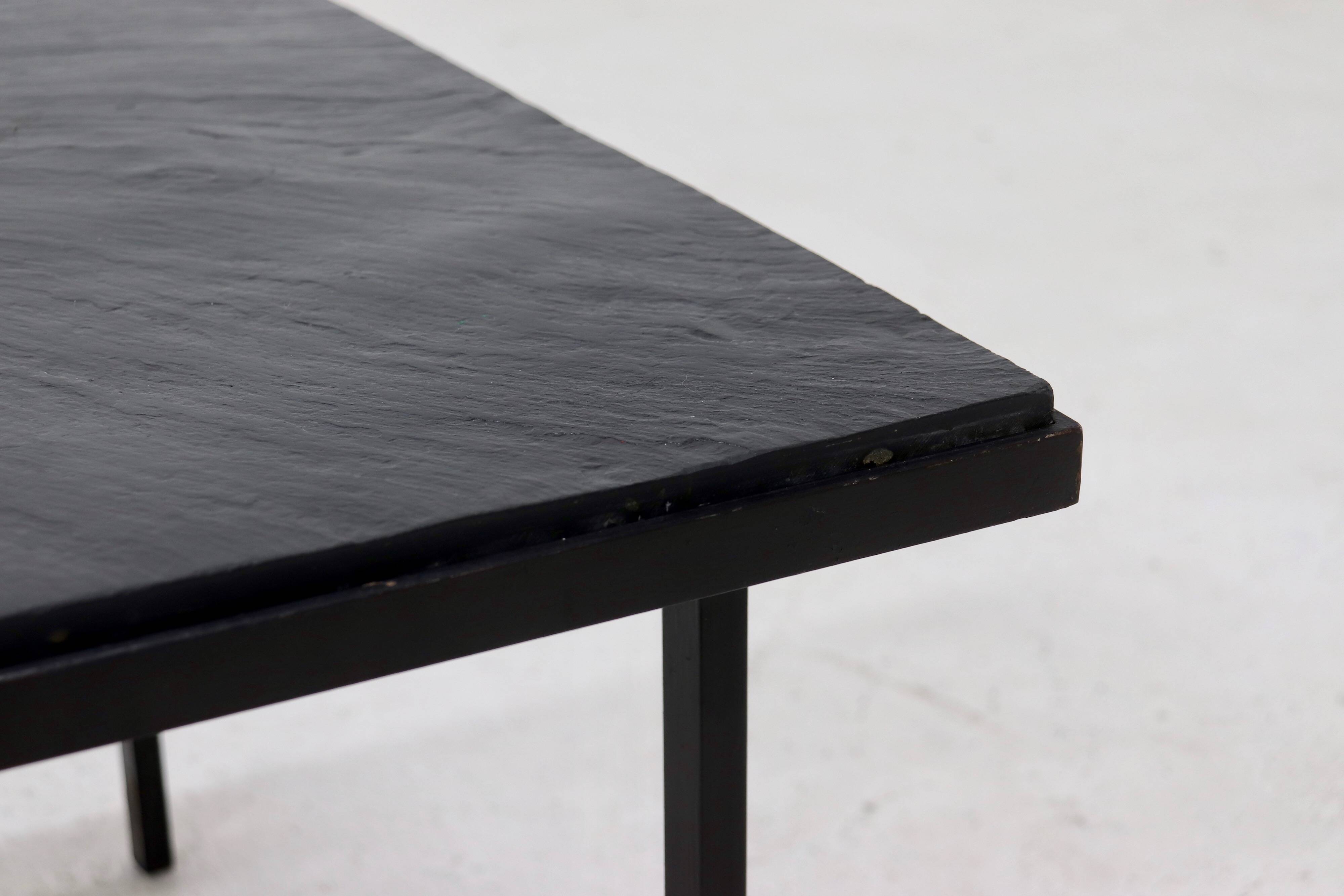 Minimalist Steel and Slate Side or Coffee Table 1960s