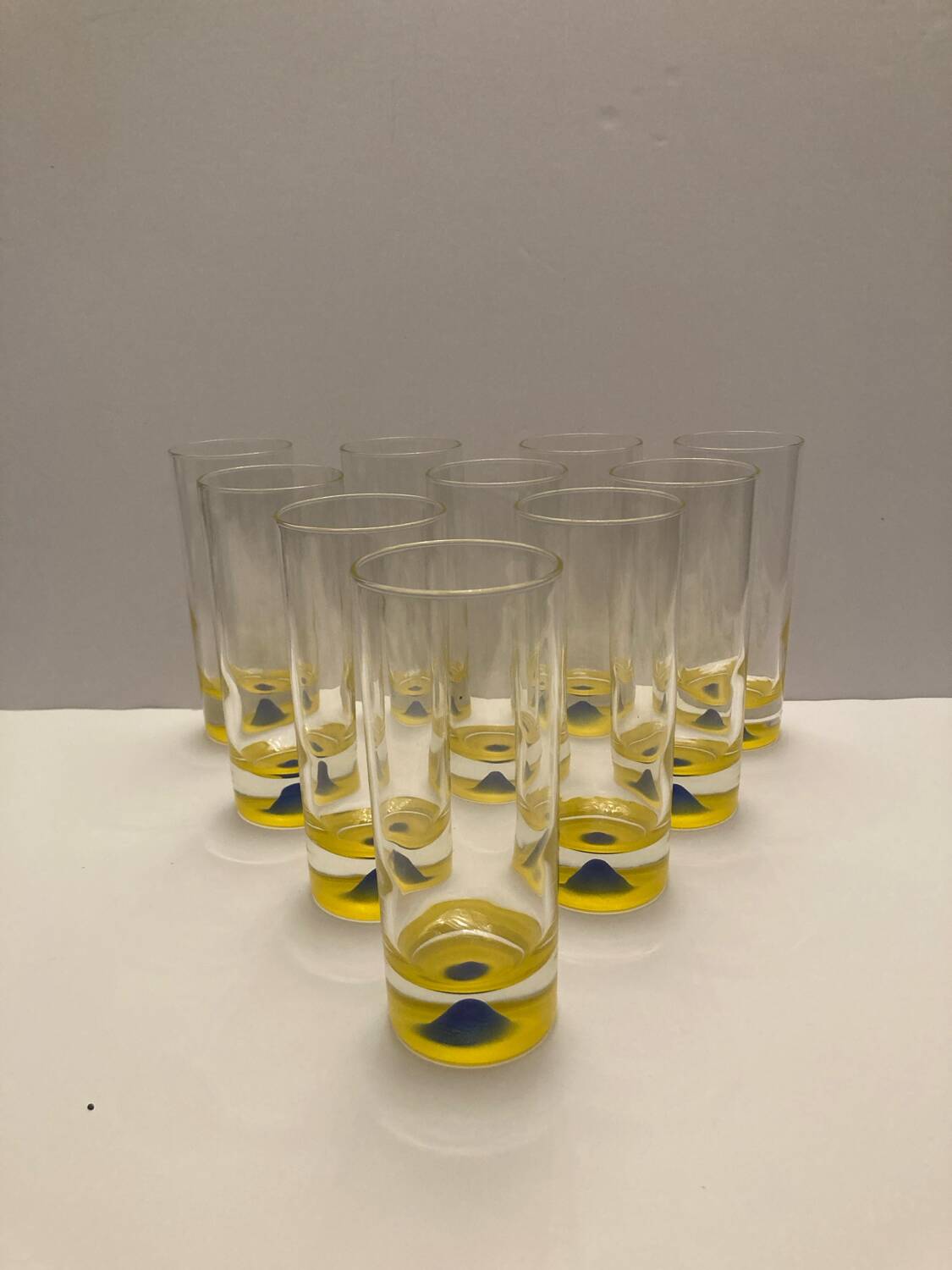 Set of 10 vintage orangeade glasses