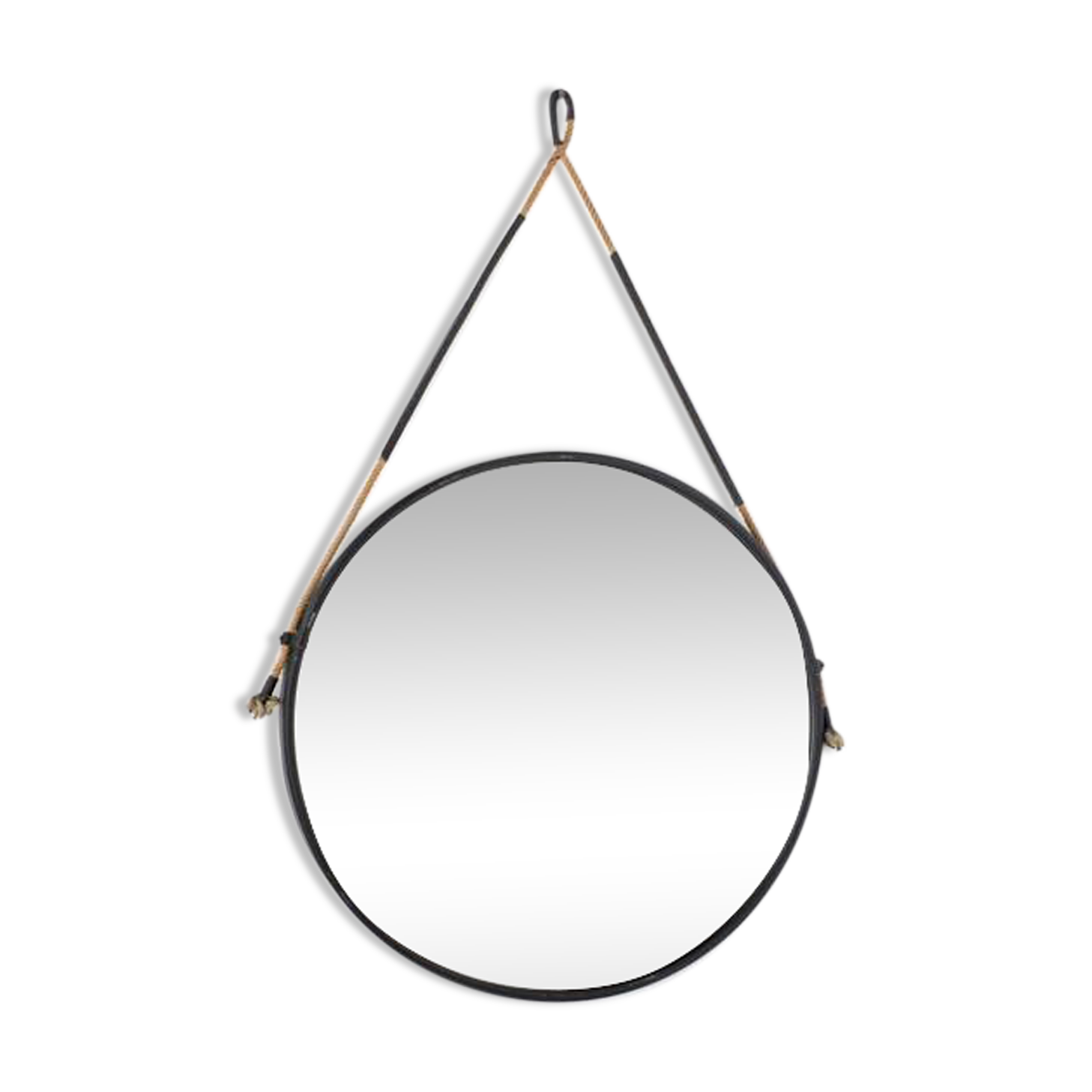 Vintage round steel mirror, Italy, 1970s.