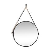 Vintage round steel mirror, Italy, 1970s.
