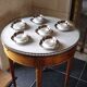 Mahogany hot water bottle table with marble top