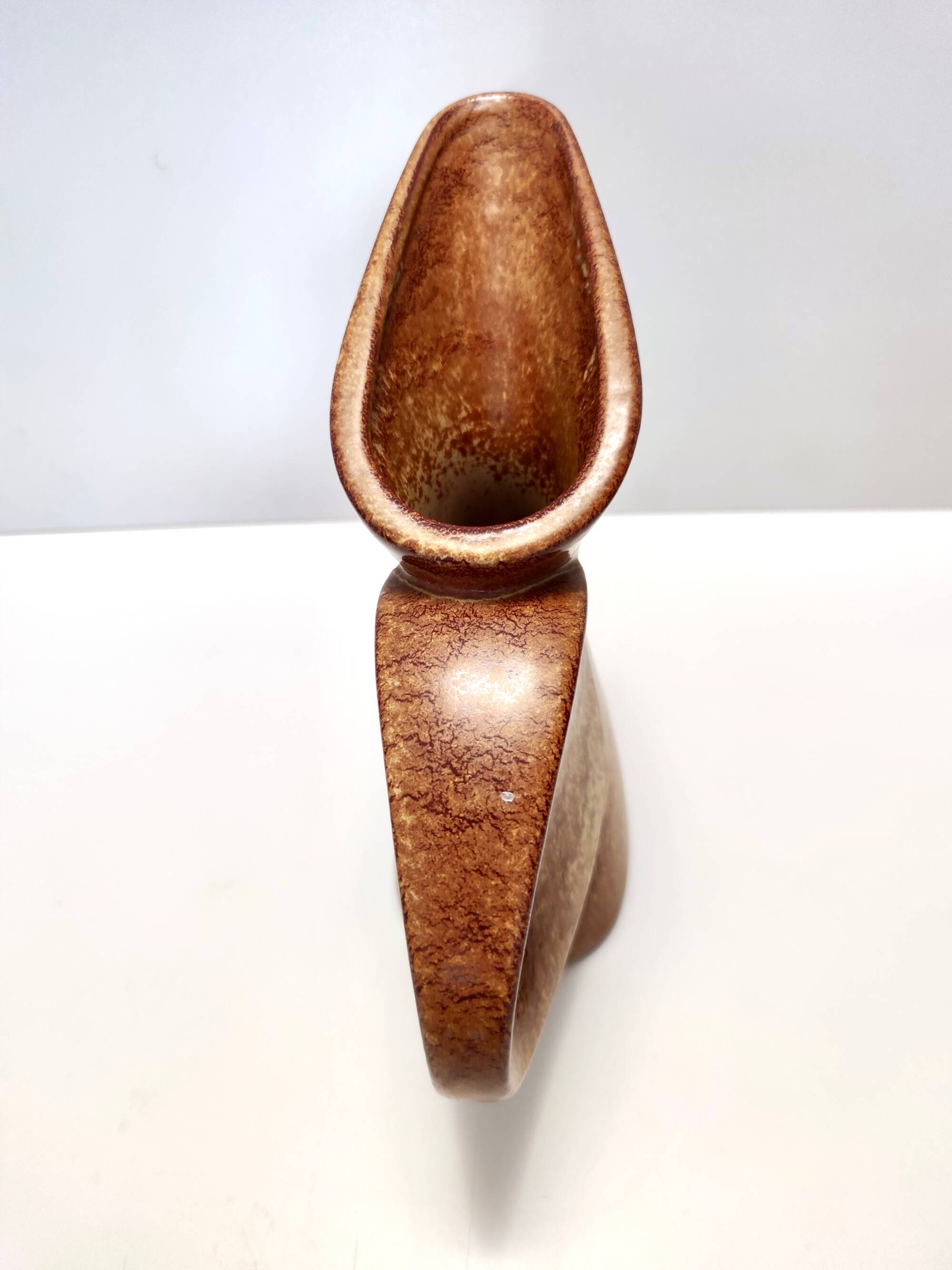 Brown Glazed Ceramic Tulip Vase by Giovanni Bertoncello for Schiavon