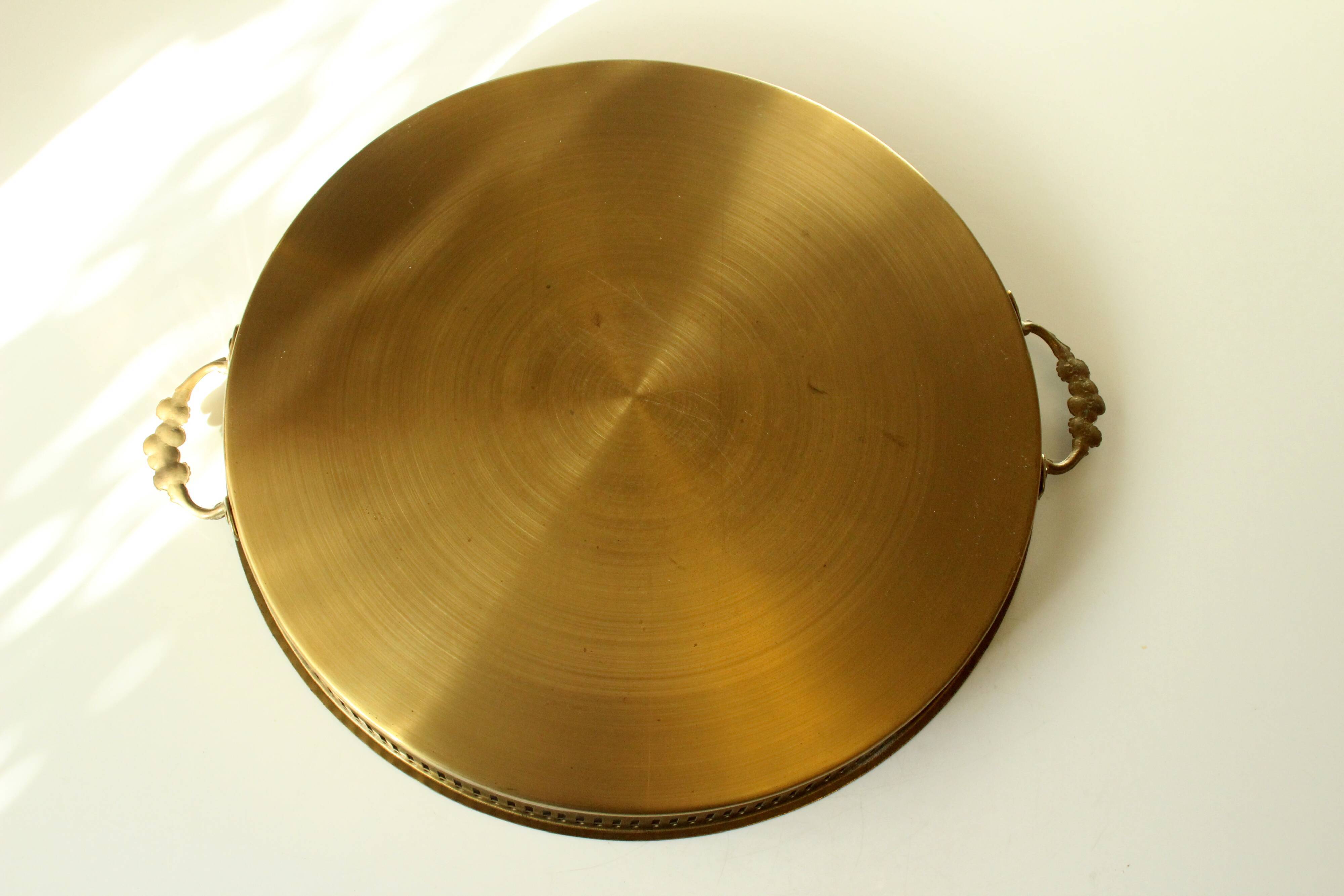 Solid brass tray with handles