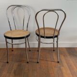 Chaises bistrot chrome et cannage