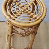 60's rattan stools pair