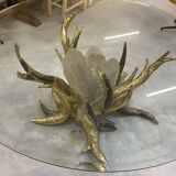 Round glass and brass table by designers Richard and Isabelle Faure