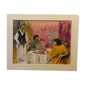 Scène de café au pastel