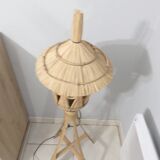 Floor lamp in rattan and vintage bamboo
