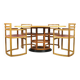 Exceptional fruitwood dining table set in art deco style, 1980s