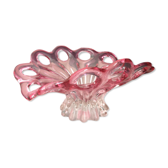 Coupe à fruit en verre soufflé rose
