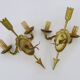 Pair of double-light Empire style arrow wall lights in bronze. Early 20th century