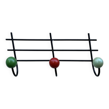 1950s wall coat rack in Féraud style