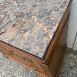 Louis-Philippe chest of drawers in cherry burl and Pyrenees marble top f