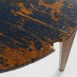 French round sidetable in oak with blue top and beautiful patina, ca. 1850