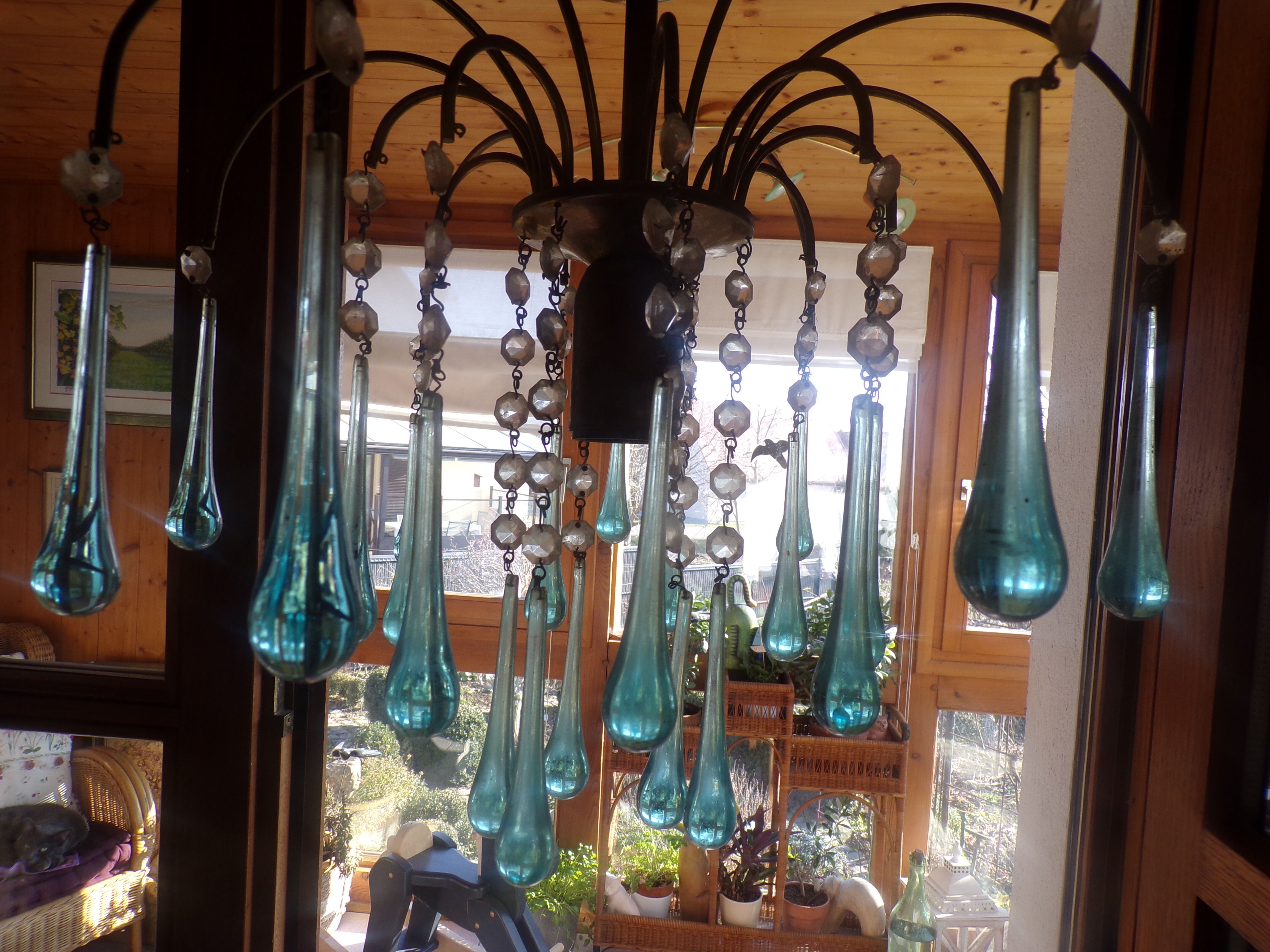 Lustre blue drops pampilles