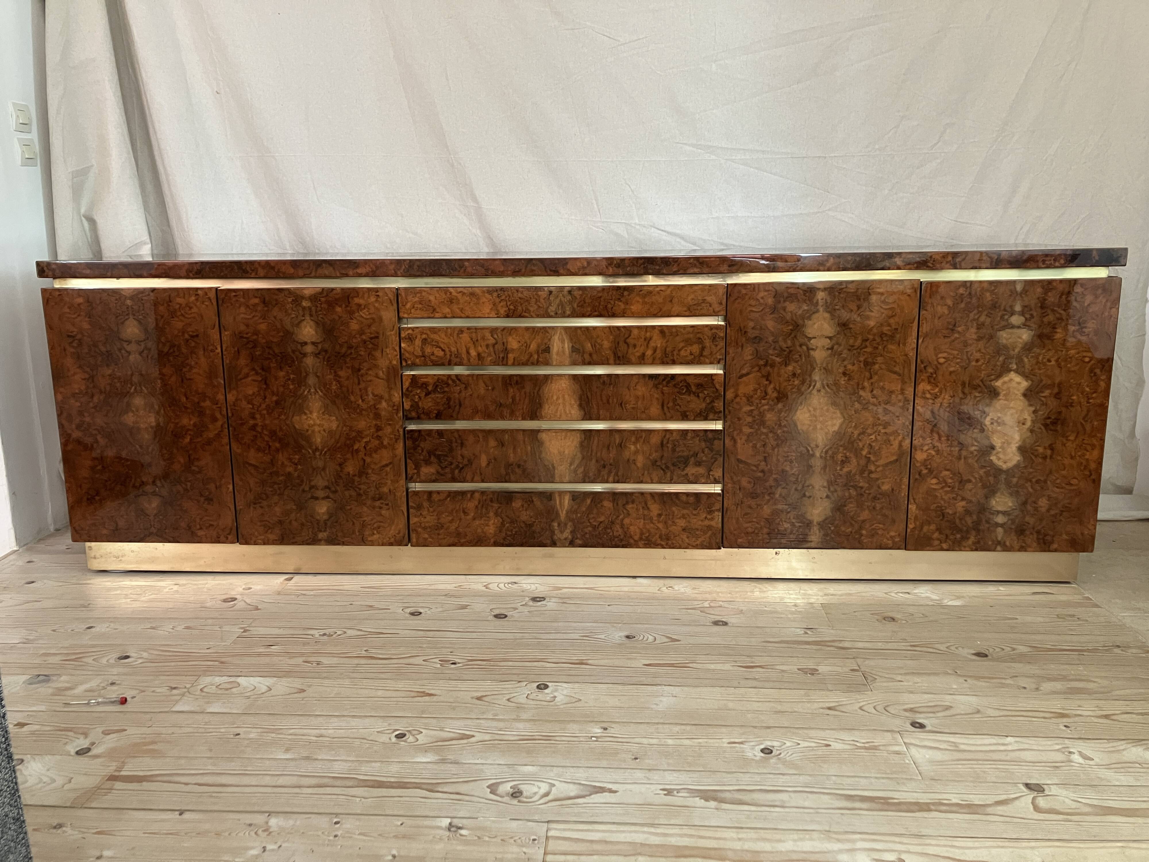 1970s sideboard in walnut burl