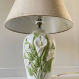 Italian ceramic lamp with arum flowers