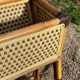 Standing planter in bamboo and rattan