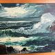 Marine painting of a rough sea, oil on canvas, signed.