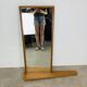 Scandinavian mirror with asymmetrical shelf in wood, 1960s