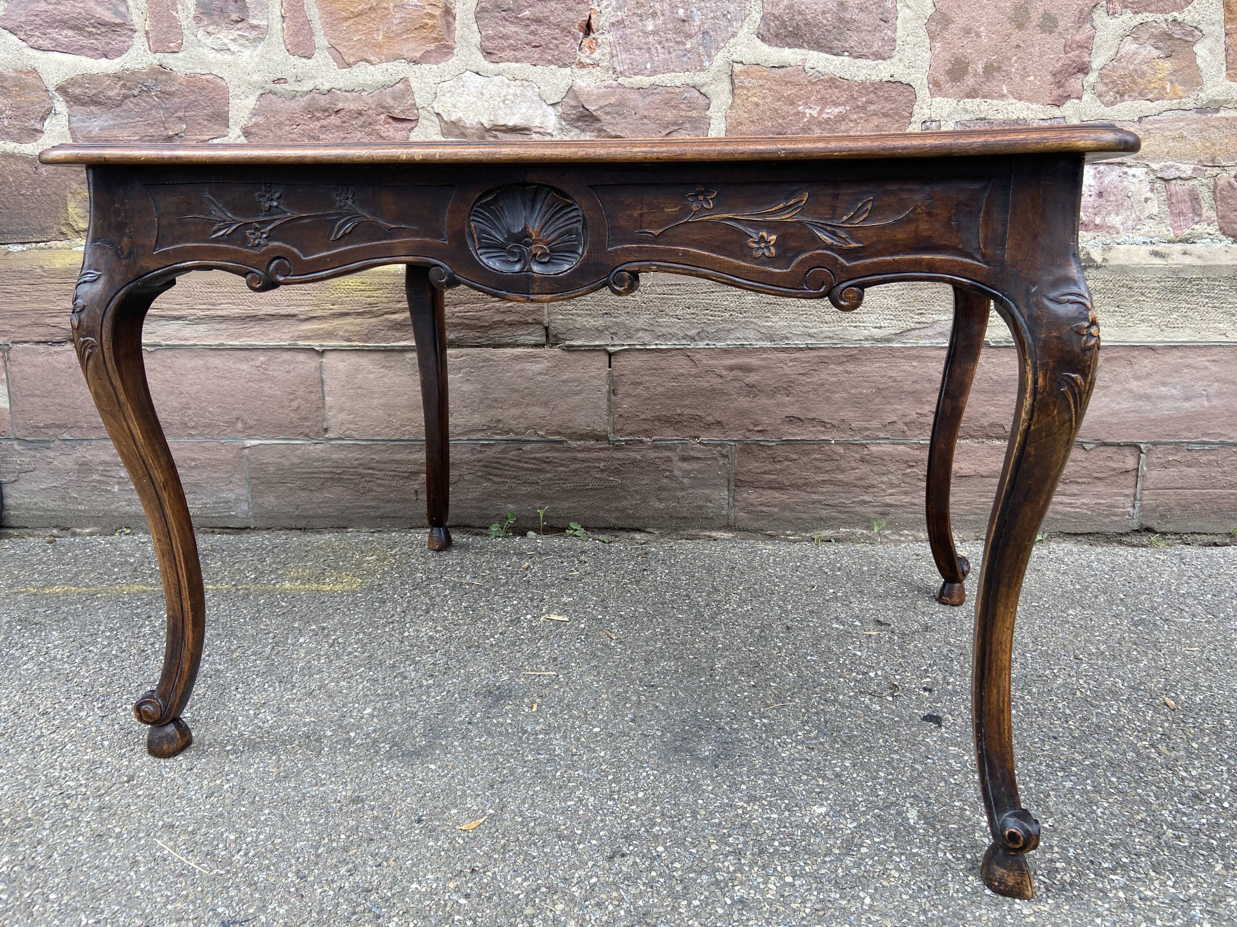 Rocaille louis xv style desk table in walnut provence 1920s