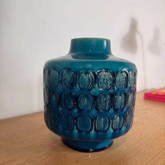 Turquoise ceramic vase, 1970