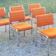 Set of 6 designer chairs from the 70s orange fabrics and chrome tubes