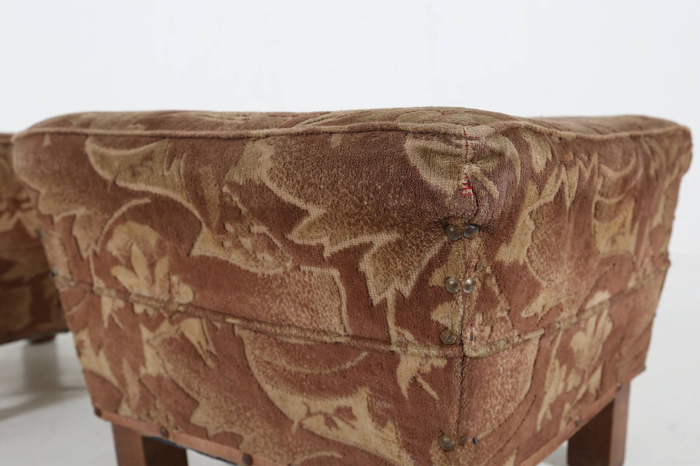 Set of 2 Art Deco poufs with original upholstery, France 1930