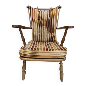 Scandinavian fan armchair from the 60s, solid wood