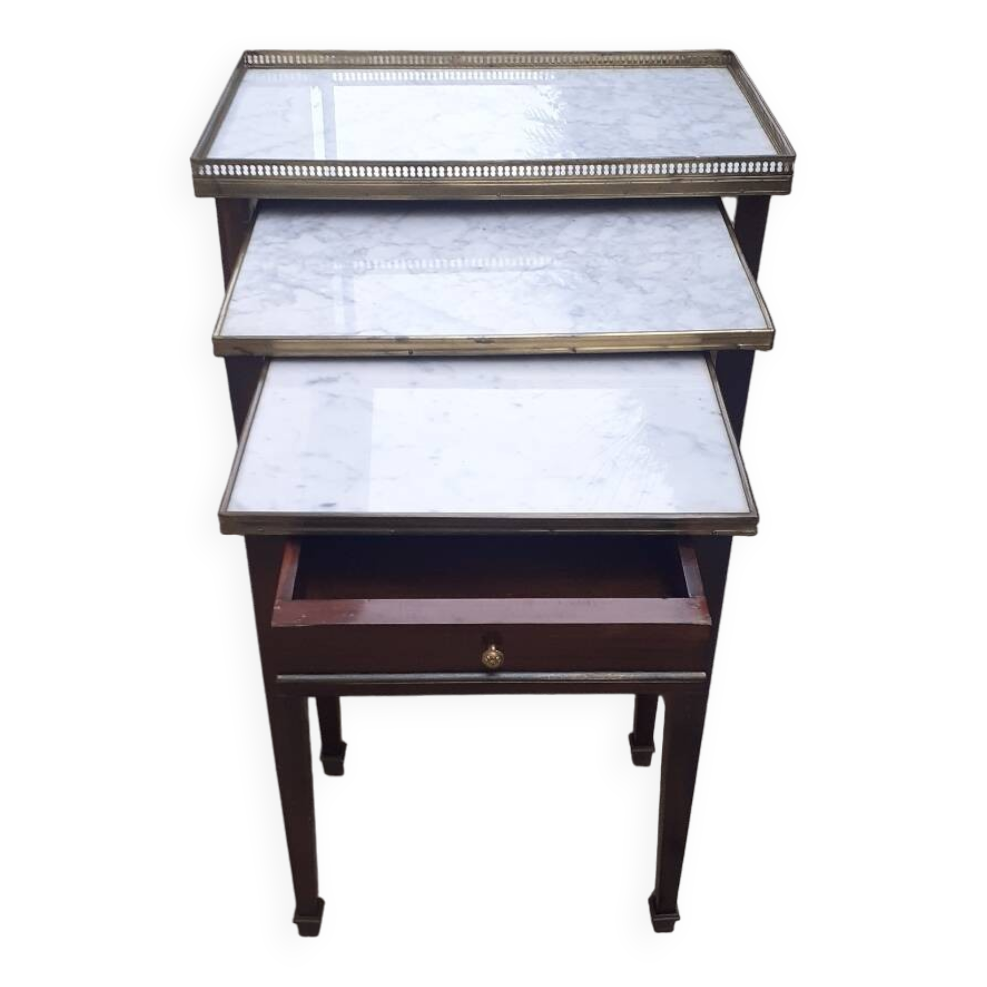 Set of three Louis XVI mahogany nesting tables