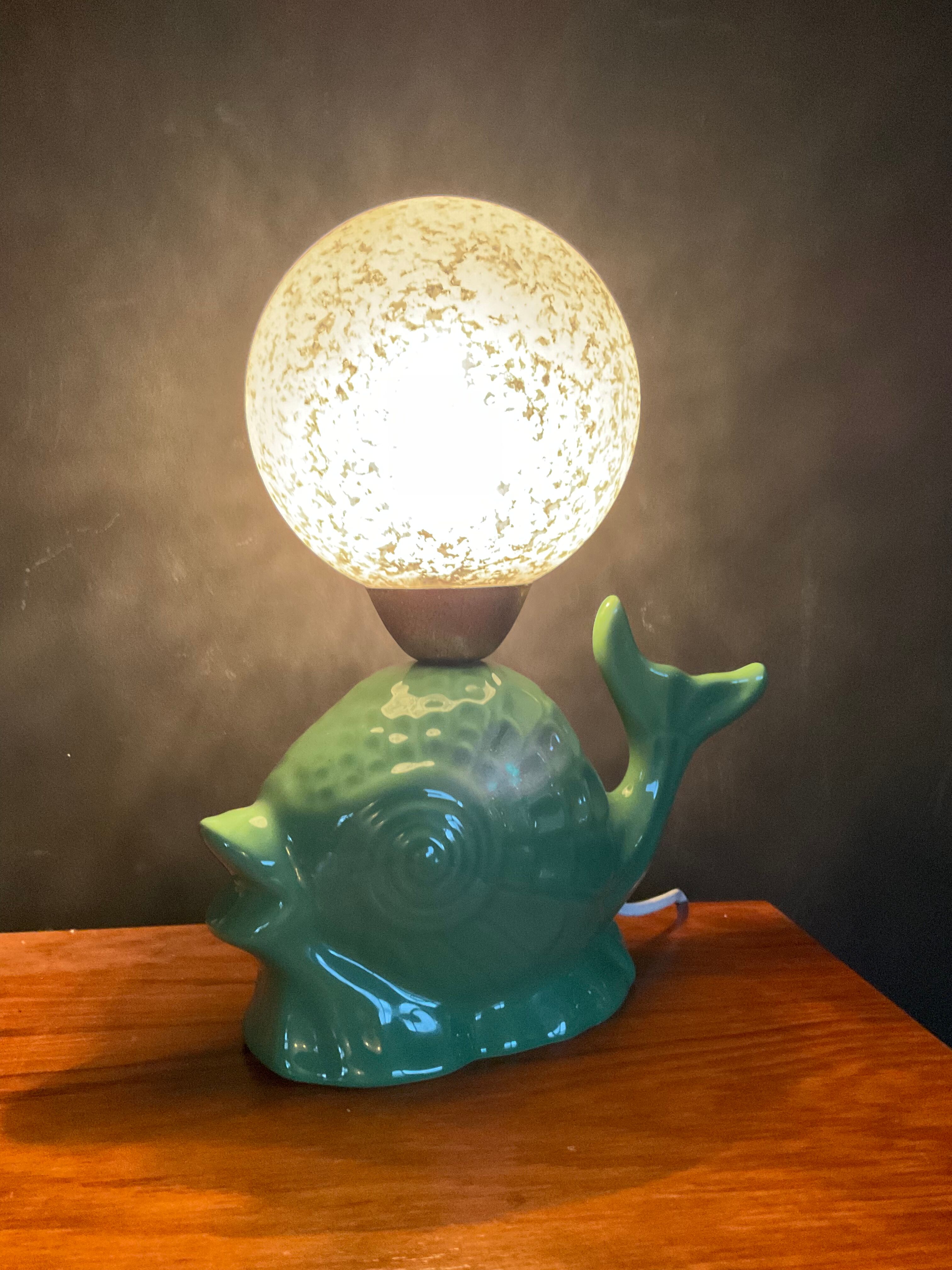 Vintage ceramic fish lamp 70s