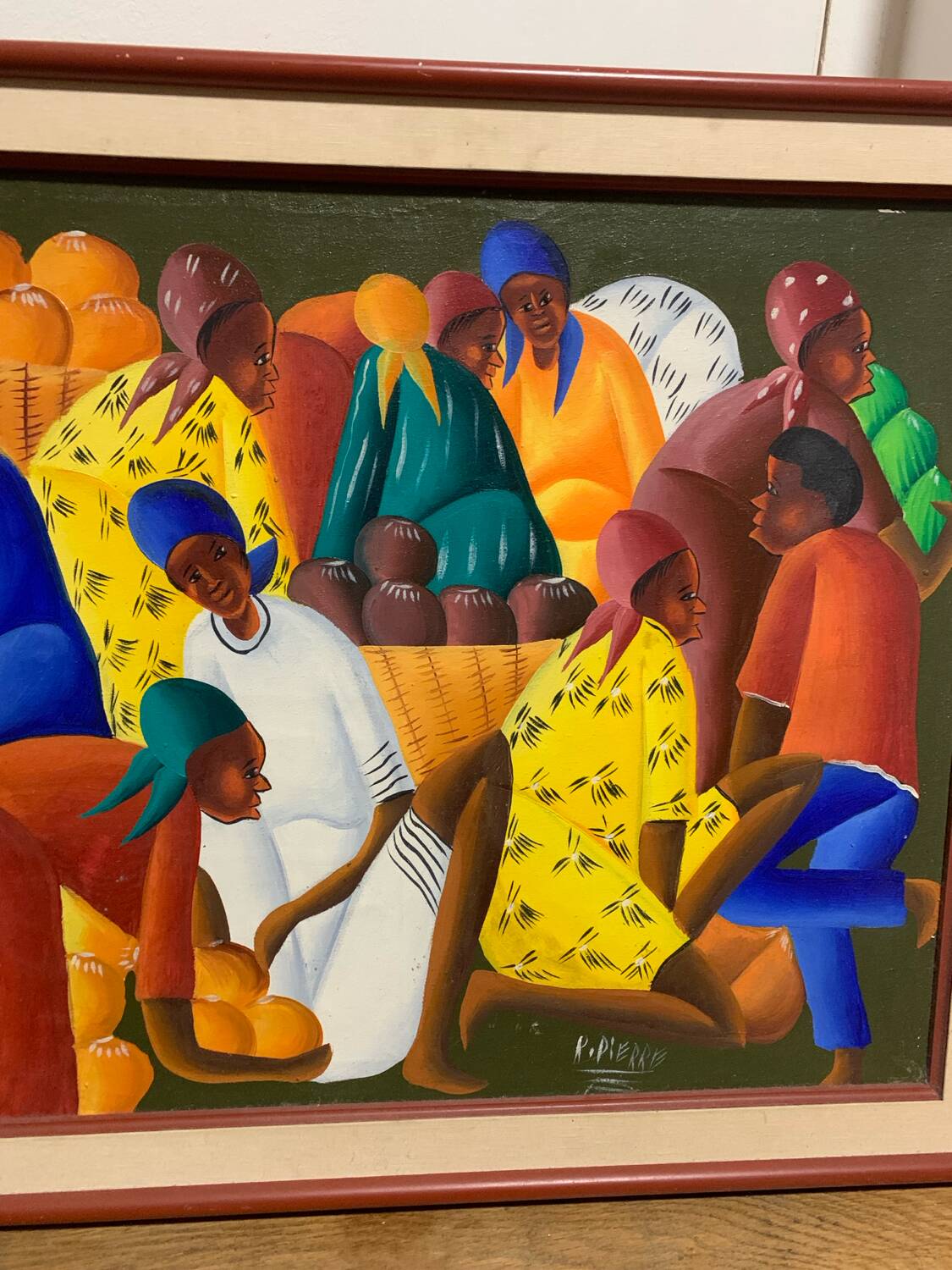 Oil on canvas - Haiti - market scene - signed