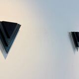 Dutch Modern Glass & Steel Triangular Wall Sconces