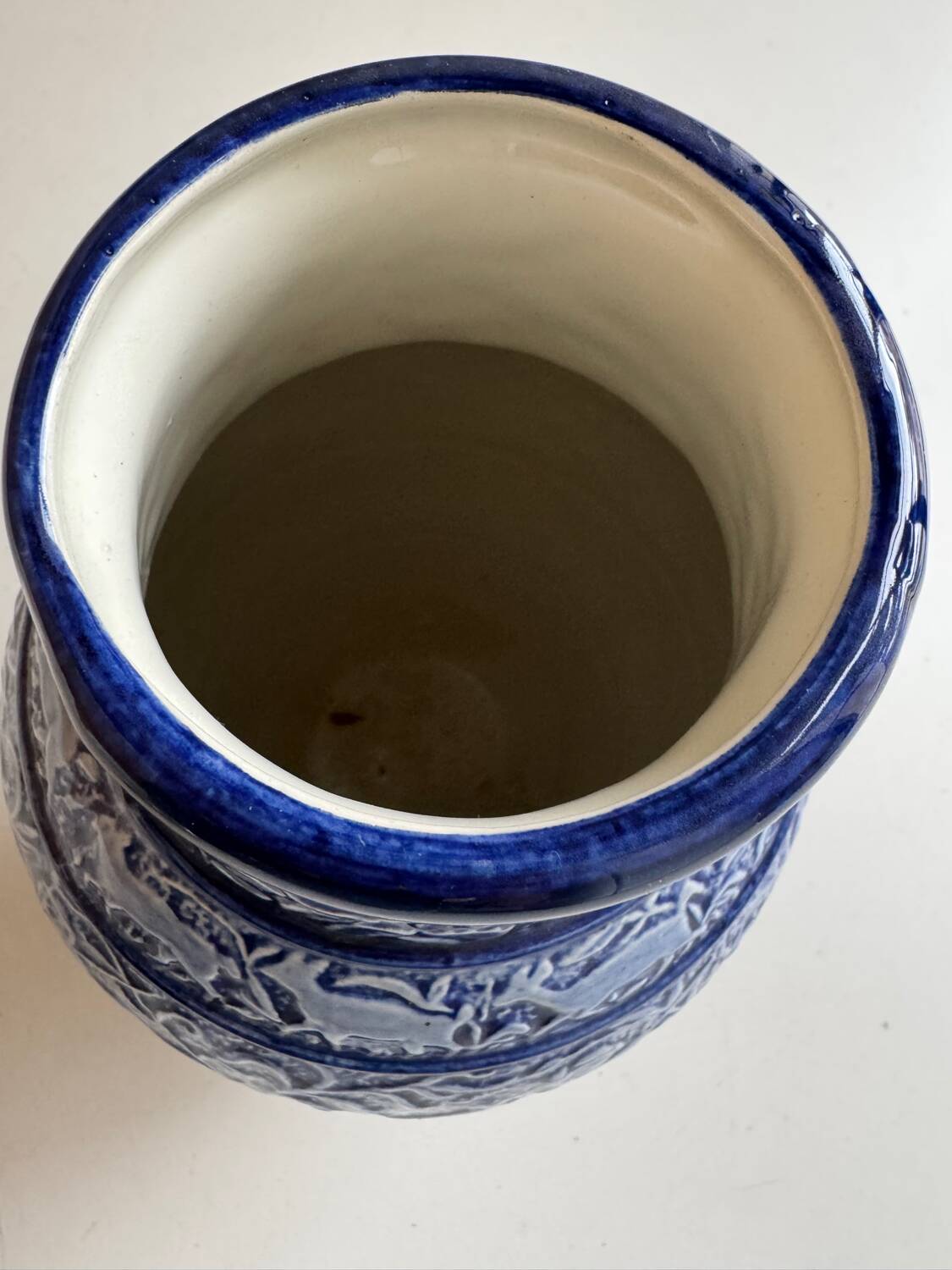 Grand vase bleu grès de sel années 60