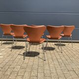 Fritz Hansen series 7 Vlinderstoelen in Cognac leather NIEUW!!