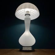 Lampe de table champignon en verre de Murano blanc, Italie, années 1970