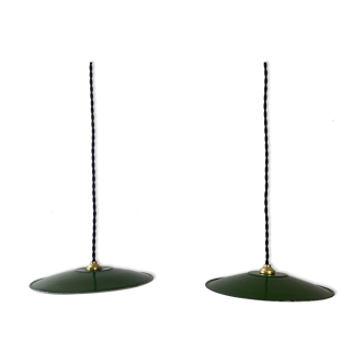 Pair of vintage emaillee suspensions