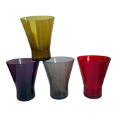 Set of 4 colorful design water glasses 70s