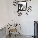 Wrought iron and rope chair