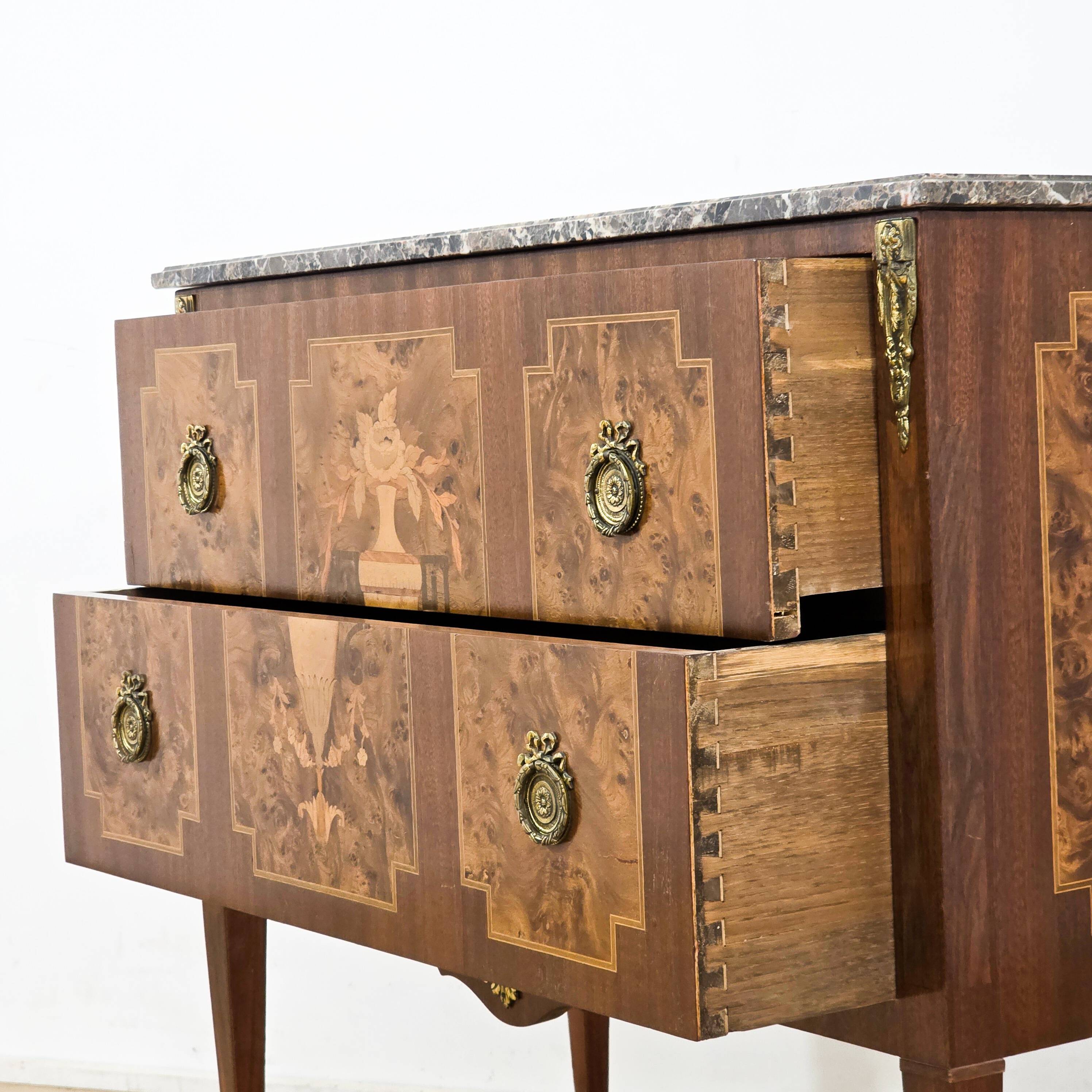 Marquetry commode in Louis XVI style – late 19th century