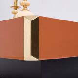 Table basse de Willy Rizzo modèle Alveo laquée marron laiton 1970
