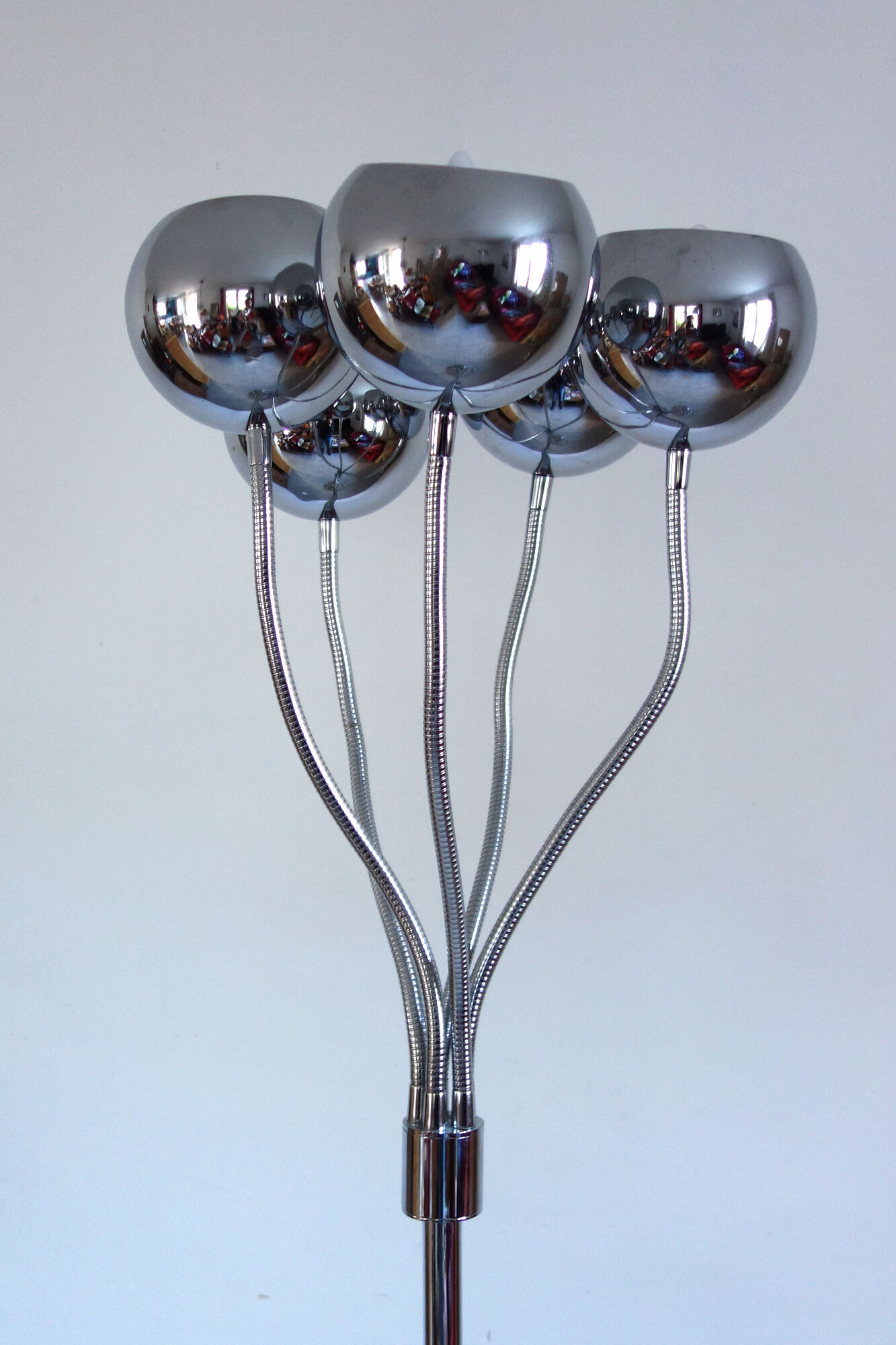Floor lamp chrome spring 5 balls vintage