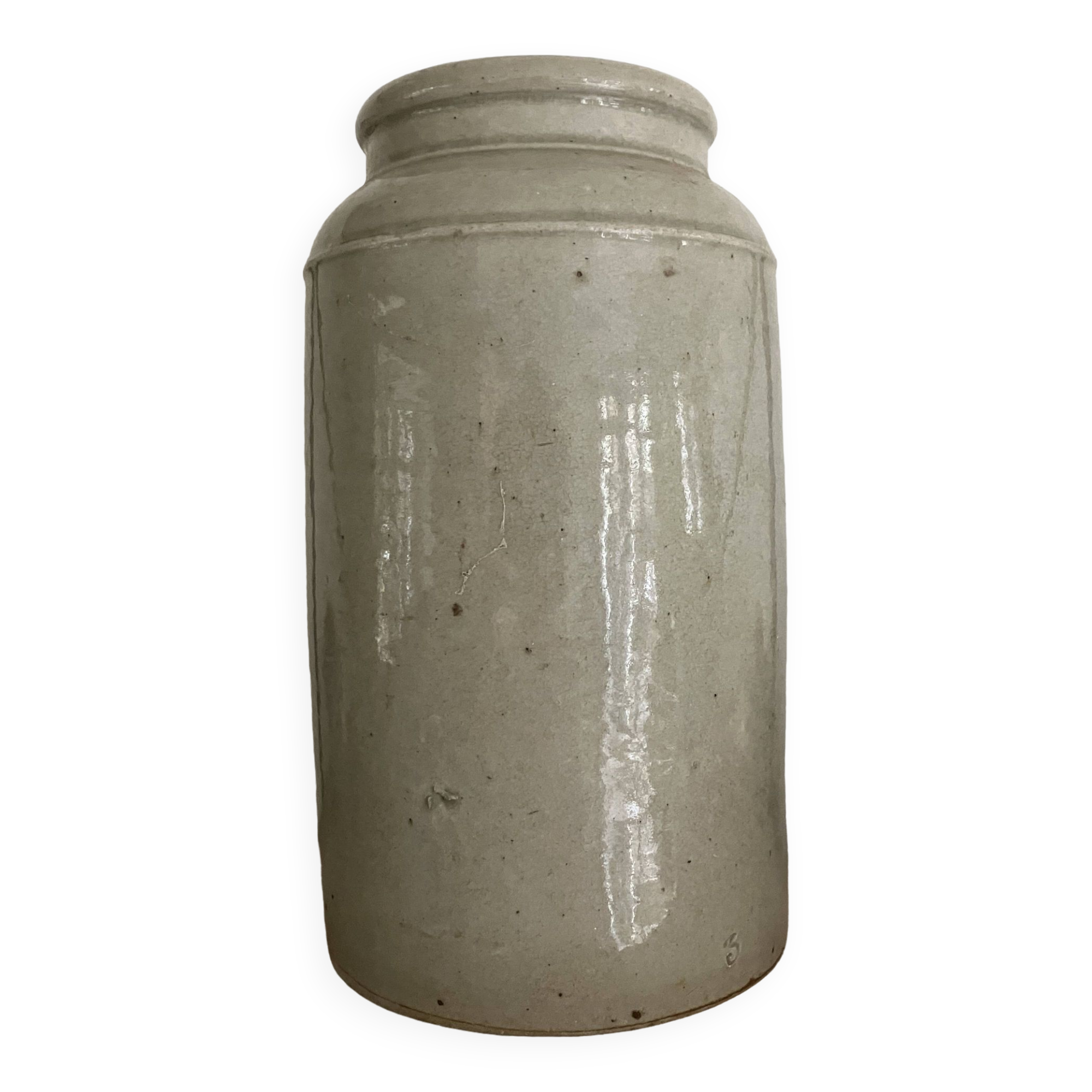 Large cylindrical pot in glazed stoneware