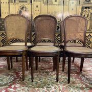 Set of 6 Louis XVI style chairs in cane - Caned