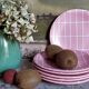 Six vintage Longchamp ceramic dessert plates