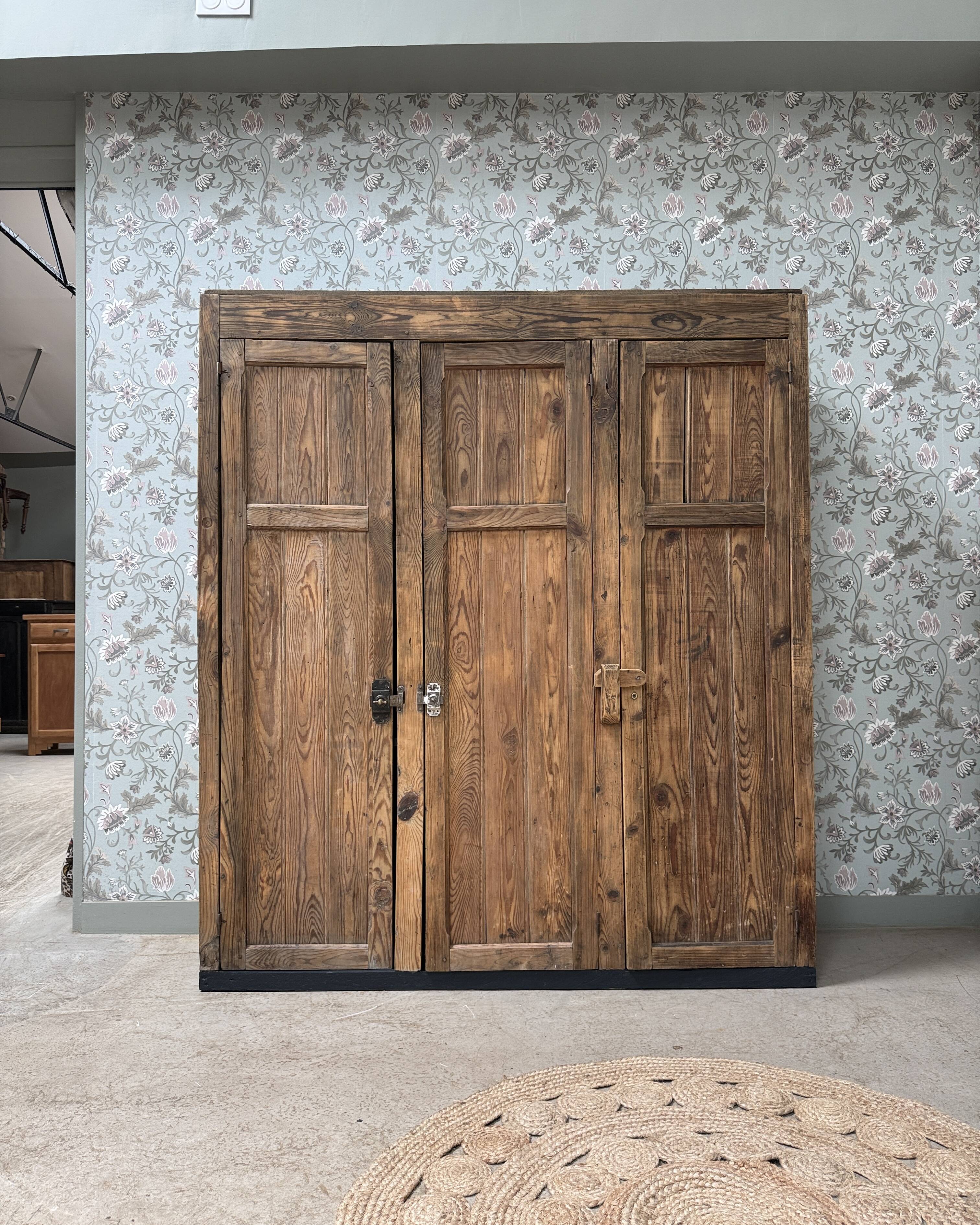 Large antique workshop cabinet made of solid wood (renovated)