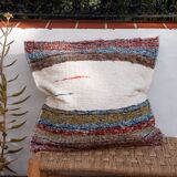 Hand-woven handmade cushion cover made from recycled cotton