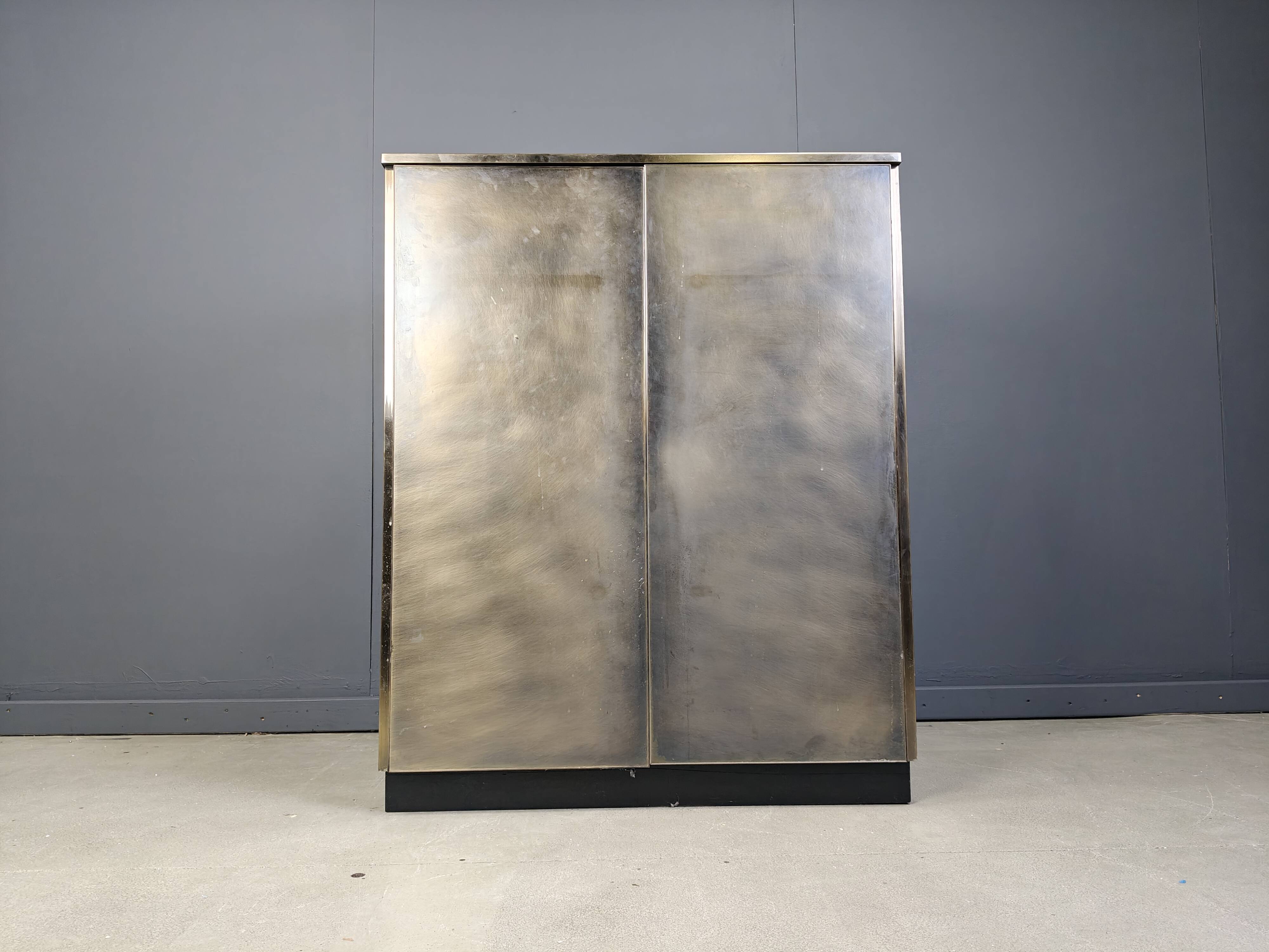Vintage brass bar cabinet by belgochrom, 1980s